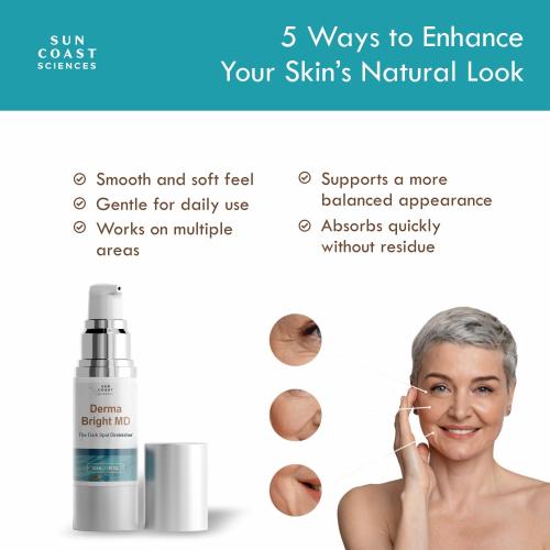 Sun Coast Sciences Derma Bright MD - Dark Spot Diminisher with Vitamin C & Hyaluronic Acid - Brightening Face Serum for Uneven Skin Tone and Age Spots - 1 Fl Oz (Pack of 1)
