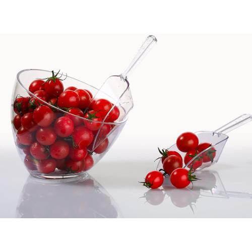 Hoolerry 8 Pcs Serving Bowls Kit Include Plastic Bowls for Parties and Popcorn Measuring Scoops Acrylic Plastic Kitchen Angled Candy Scoops for Office Canister Salad Cooking (Clear,25 oz)