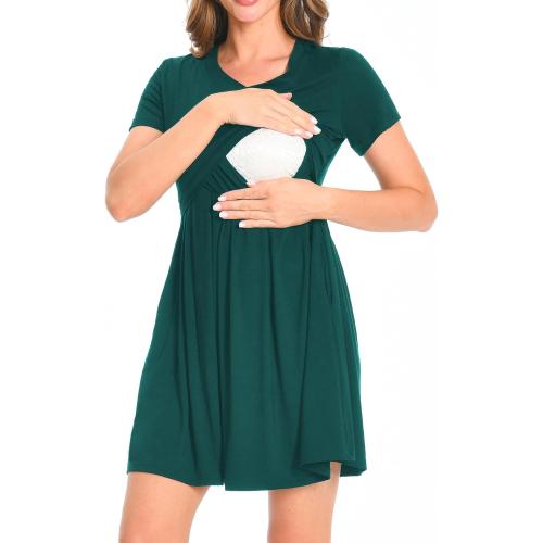 Bearsland Women's Short Sleeve Maternity Nursing Dress Casual T-ShitLarge