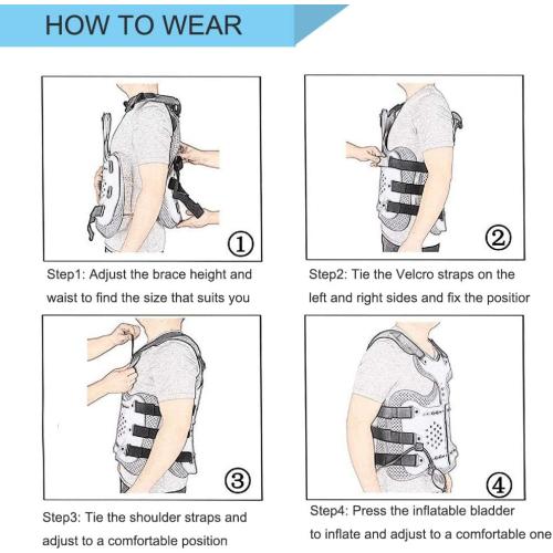 TLSO Inflatable Thoracolumbar Fixed Back Spinal Brace, Pain Relief and Straightener for Fractures Lightweight & Adjustable Back Brace for Kyphosis,Osteoporosis,Mild Scoliosis & Post Surgery Support,