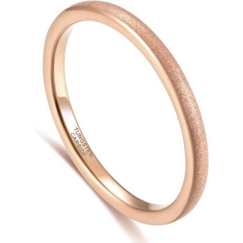 Greenpod 2mm 4mm 6mm Tungsten Wedding Bands Ring for Women Men Rose Gold Plated/Silver/24K Gold Plated/Black Polished Slim Engagement Promise Rings Comfort Fit Size 4-13