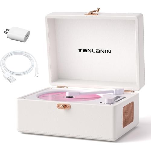 Vintage Portable CD Player with Built-in Speakers, Bluetooth Input & Output, LED Display, Retro Suitcase Design – Perfect Music Gift for Home, Relaxation & Stylish Décor, White