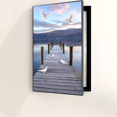 Decorative Breaker Box Cover, Electric Panel Fuse Wall Meter Mounted Indoor Outdoor Hiding Panels for Home, Living Room Office Art Picture 19.6x27.5 in