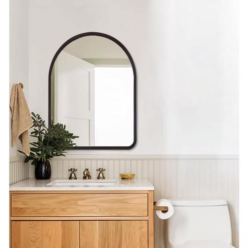Arched Mirrors for Wall 20x16 Black Rustic Wood Framed Vintage Mirror Decorative Farmhouse Living Room Bedroom Bathroom Hanging Mirror Wall Decor Large