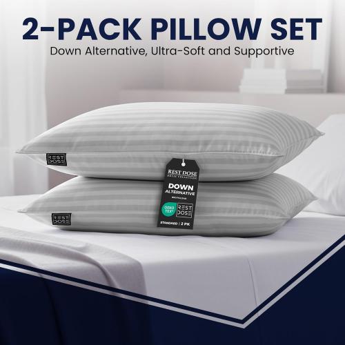 Bed Pillows for Sleeping, Set of 2 – Cooling, Hotel Quality with Soft Down Alternative Fill for Back, Stomach & Side Sleepers (King)