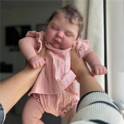 iCradle Lovely Real Look Reborn Baby Doll Girl 20inch 50cm Vinyl Silicone Baby Doll Cloth Body Realistic Newborn Doll Toy for Ages 3  (Pink Outfit Sleeping Doll)