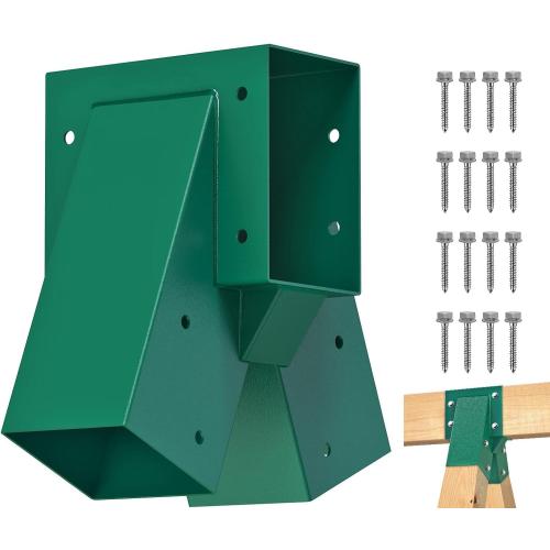 BeneLabel A-Frame Middle Swing Set Brackets, Heavy Duty Steel Swing Set Hardware with Mounting Hardware, DIY Swing Set Bracket Swing Set Kit for 2 (4x4) Legs & 1 (4x6) Beam, Green