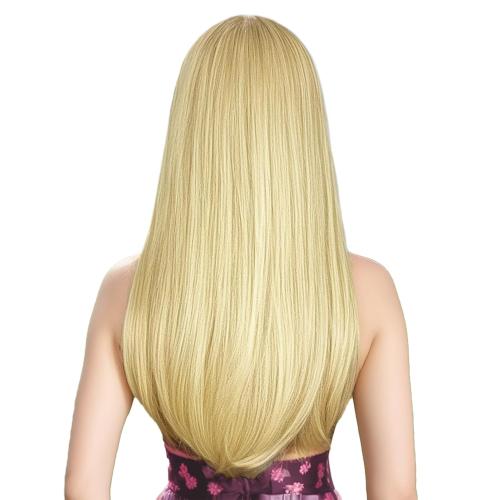 ENTRANCED STYLES Blonde Wig with Bangs, Long Straight Wigs for Women Natural Hair Wigs Synthetic Blond Wigs for Girls Daily Party Halloween Cosplay Wig 22 Inch