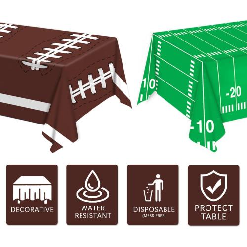 Oigco Football Party Decorations Tablecloth Disposable Plastic Touchdown Table Cover Perfect for Football Birthday Party Decorations and Gameday Tailgate Decorations 54 X 108Inch, 2 Pack