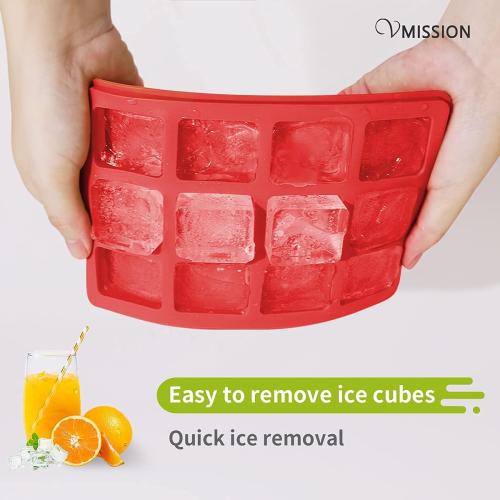 Silicone Ice cubes, Silicone gel ice cubes tray, a box of 12 ice cubes with Lid, mold combination, Easy release Ice Cube Mould (Red Blue)