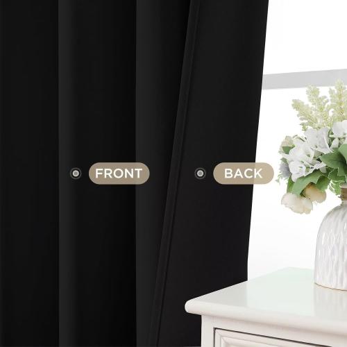 Joydeco Blackout Curtains for Bedroom 95 Inch, Black Curtains with Grommets, Noise Reducing Energy Saving Wrinkle-Free Thermal Insulated & Room Darkening Drapes for Living Room, 2 Panels