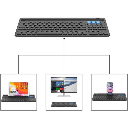 Arteck Wireless Bluetooth Keyboard for Windows, iOS, Android, Computer, Laptop, Smartphone - Multi-Functional with Built-in Cradle