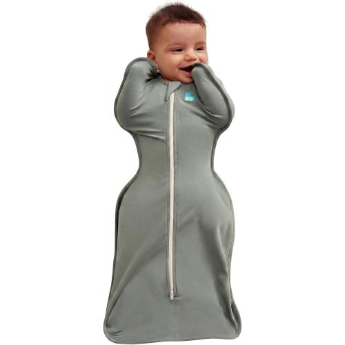 Love to Dream Swaddle Up Bamboo, Arms Up Position, Soft and Luxurious 100% Viscose from Bamboo - Wearable Blanket - 1.0 TOG - (20-24°C) Ideal for Moderate Temps, Medium 13-19lbs, Deep Olive