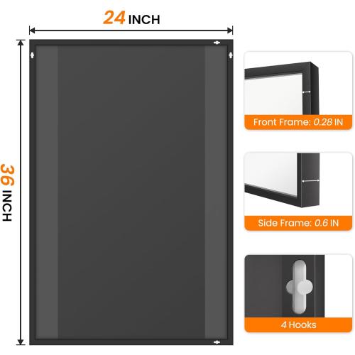 TRAHOME Bathroom Vanity Mirror for Wall, 2 Pack 36 x 24 Metal Framed Rectangular Bathroom Wall Mirror for Over Sink, HD Shatterproof Glass, Hangs Horizontally or Vertically(Black)