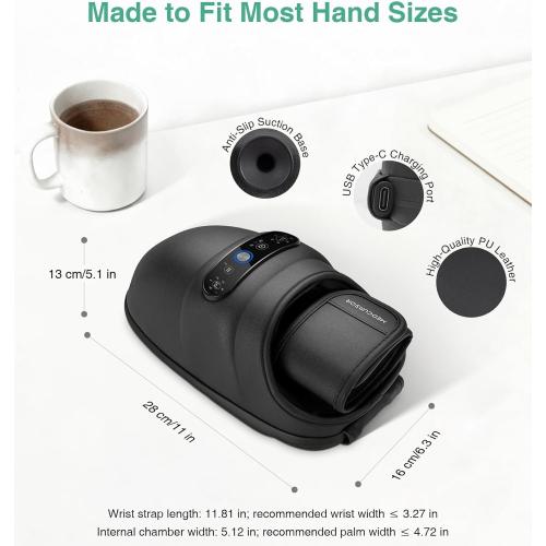 Medcursor Hand Massager - Hand Massager with Heat and Compression for Carpal Tunnel and Stiff Joints, Pain Relief from Wrist to Palm and Finger