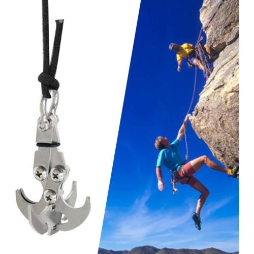 Grappling Hook, Multi-Functional Stainless Steel Gravity Hook with Military Grade Paracord Rope, Folding Survival Climbing Claw Carabiner for Outdoor Activities EDC Tool