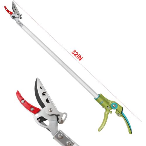 GARTOL 32 Inch Cut and Hold Pole Pruner - Lightweight Long Reach Tree Trimmer with Snip and Grip Technology, 1/2 Inch Cutting Capacity, One-Hand Use Fruit Picker for Roses, Persimmons & Tall Branches