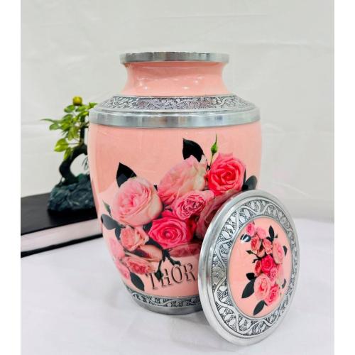 Rose Aluminum Ashes urn. Cremation urns for Human Ashes Adult Female. Burial urns for Ashes Adult Female