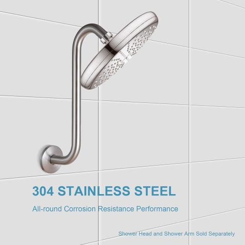 OFFO Shower Head Extension Arm 12 in, Brushed Nickel S Shaped Shower Arm with Flange High Rise Goose Neck Shower Arm Extension