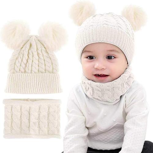 Baby Kids Winter Warm Hat Scarf Set Toddler Beanies Caps Girl Boy with Neck Warmer, Beanie Knit for Cold Weather