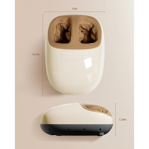 Shiatsu Foot Massager Machine with 3-Level Heat, Deep Kneading Therapy, Air Compression, Auto-off Timer, Remote Control, for Plantar Fasciitis, Neuropathy, Pain Relief, for Men Women Size up to 13