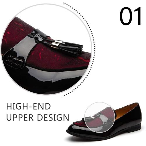 Size 13 Color Red JITAI Mens Leather Shoes Pattern Printing Men's Dress Loafer Shoes Slip-on Casual Loafer Smoking Slipper