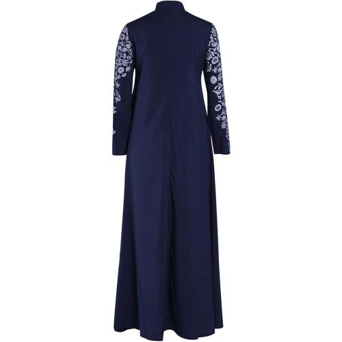 Islamic Fashion Dresses Middle Eastern Ethnic Kaftan Button Print Muslim Long Dress Dubai Turkey Arab Jilbab Dress size small