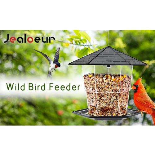 Bird Feeders for Outdoors Hanging Bird Feeder Wild Birds Seed, Black