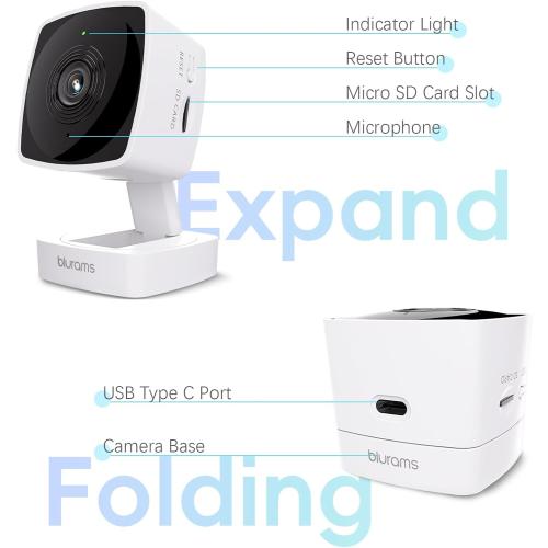 blurams 5GHz Cameras for Home Security, 2K Security Camera Indoor, Pet Camera with Phone App, Indoor Camera w/AI Motion Detection, 2-Way Audio, Compatible with Alexa&Google Home, WiFi 6