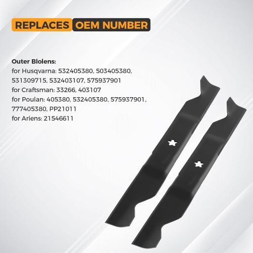 532405380 Medium Lift Lawn Mower Blades for 33266 403107 405380 532403107 PP21011 Compatible with Husqvar na YTH22V46 Z246 YT46LS YTH20K46 YTH21K46 YTH22K46 YTA22V46 46 Deck Lawn Mower