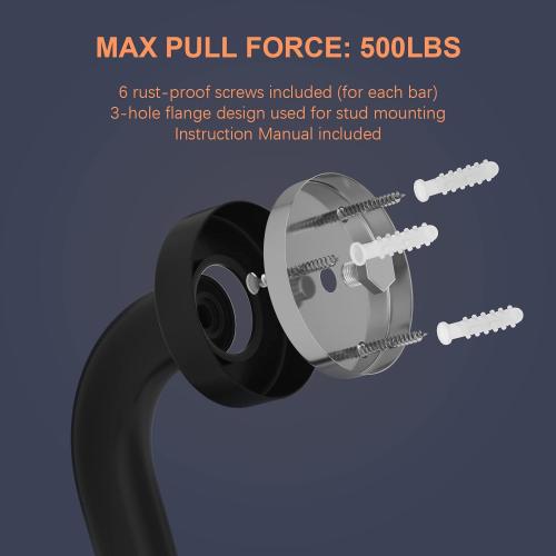 2 Pack 32 Inch Matte Black Shower Grab Bar, iMomwee Stainless Steel Bathroom Grab Bar, Bath Shower Balance Bar, Safety Hand Rail Support, Handicap Elderly Senior Assist Bath Handle (1.25 Diameter)