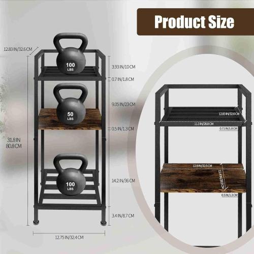 Water Dispenser Stand 5 Gallon Water Jug Holder 3-Tier 32'' Metal with Wood Jug Holder for 1-5 Gallon Water Bottles/Crocks and Plants Floor Stand (3-Tier(1 Wood  2 Metal))