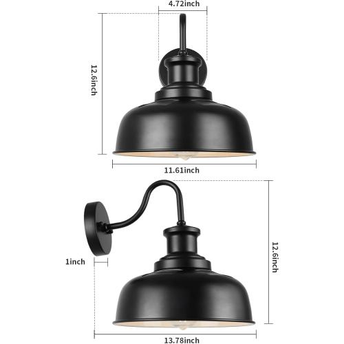 Solar Barn Lights for Outside, Outdoor Wall Lights Solar Powered, Farmhouse Exterior Wall Sconces, Industrial Exterior Lighting Fixture, Rustic Lantern for Garage, Barn, Shed,RZSR007-2