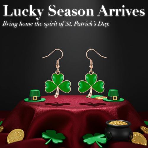 St Patricks Day Earrings for Women,Shamrock Clover Green Earrings Saint Patricks Day Decorations Irish Handmade Lucky Four Leaf Dangle Earring St. Patrick's Day Accessory Holiday Jewelry Gift