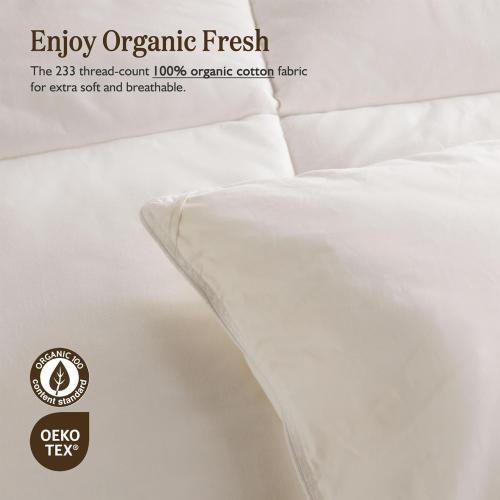 BPC Lightweight Organic Feather Down Comforter King Size, Hotel Luxury Duvet Insert with 100% Cotton Cover and Puffy Feather Down Filling, for Summer/Hot Sleepers, Ivory White, 106x90 Inches