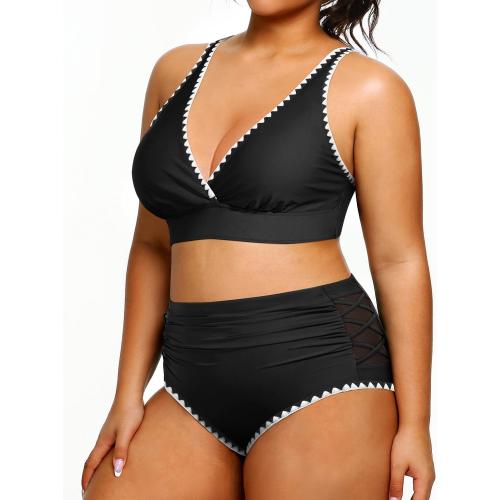 Size 18W Yonique Womens Plus Size Bikini High Waisted Swimsuits Two Piece Bathing Suits Tummy Control Swimwear