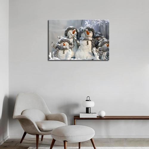 Christmas Wall Art Four Lovely Snowman Wall Art Winter Wall Painting Pictures Print On Canvas Art Picture for Living Room Home Modern Decoration