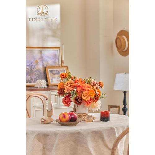 TINGE TIME Fake Flowers Artificial Flowers Peonies Bulbous Chrysanthemum Daisy Hydrangea Sunflower Violets Dahlia Daffodils Epiphyllum Orchid Cherry Blossom Camellia Leyaron (Burnt Orange)
