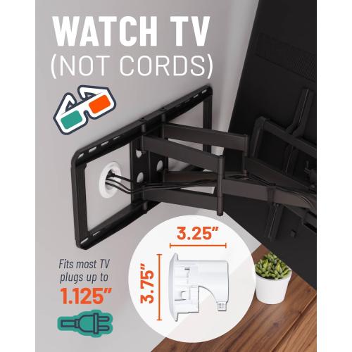ECHOGEAR in-Wall Cable Management Kit for Power & Low Voltage Cords – Hide TV Wires Behind The Wall – Includes 3.75” Diameter x 3.25” Depth Modules, 6ft Extension Cord, Drywall Hole Saw Attachment