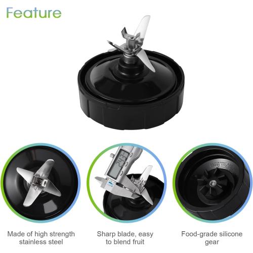 Blender Replacement Parts for Ninja, 24oz Ninja Blender Cups with To-Go Lids, 7 Fins Extractor Blade, Compatible with Nutri Ninja Auto iQ Blenders BL2012 BN801 BL480-30 BL640-30 BL642-30 NN100-30