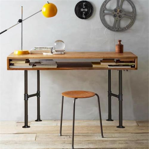 Industrial Pipe Table Leg Set,Metal Legs for Coffee and End Tables, Desks, Nightstand,2Pcs, 28 H × 14 W(Black)