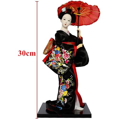 Earlyred 12 Inch Japanese Geisha Kimono Doll 30cm Asian Kimono Doll Collectible Figurine Decoration Gift Red