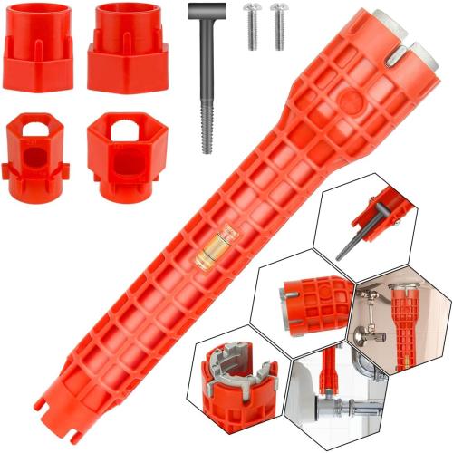 14 in 1 Faucet and Sink Installer,Faucet and Sink Wrench,Multifunctional Sink Wrench,Suitable for Installing Pipes under Bathrooms,Toilets,Kitchens,and Sinks（Red）
