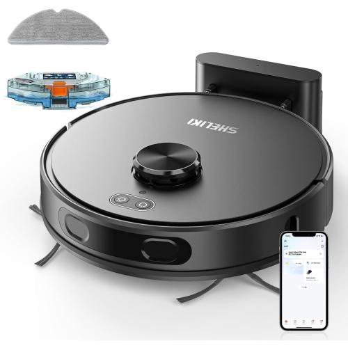 Robot Vacuum and Mop Combo, Robotic Vacuums Cleaner with LiDAR Navigation, Smart Mapping, Strong Suction, with WiFi/App/Alexa/Voice Control, Obstacle Avoidance, for Home, Wood/Hard Floors, Pet Hair