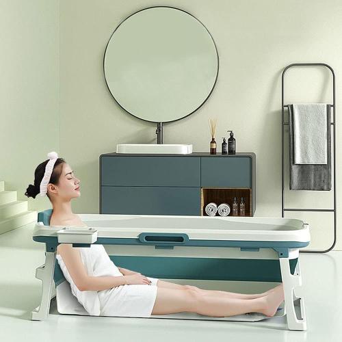 Foldable Bathtub Portable Soaking Bath Tub for adult,Ideal for Hot Bath Ice Bath with Reached Out Hands 53 inch