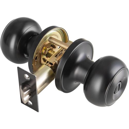 Black Door Knobs Interior Keyless, Door Knobs for Bathroom & Bedroom, Matte Black Privacy Door Knob