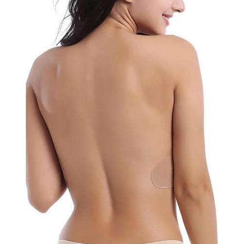 SIZE D COLOR BEIGE TITU Plunge Strapless Bra Push Up - Sticky Bra Invisible Adhesive for Backless Dress