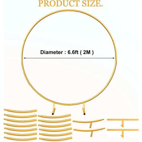 Round Backdrop Stand 6.6ft, Stable Gold Circle Balloon Arch Stand Metal Arch Backdrop Stand for Wedding Birthday Party Baby Shower Decoration(6.6FT)