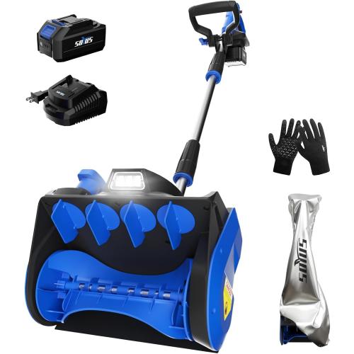 Cordless Snow Shovel, 20V 12-Inch Electric Snow Blower, Electric Snow Shovel with Directional Plate and LED Light, Snow Blowers for Driveways, Sidewalks(1x4.0Ah Battery, Charger and Cover Included)