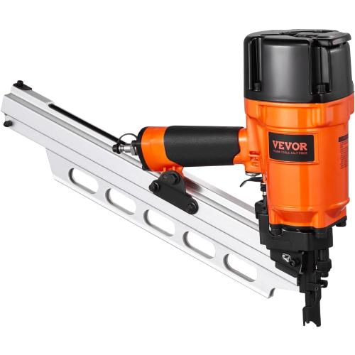 VEVOR Framing Nailer, 80-120PSI Air Nail Gun, 2 to 3-1/2 21 Degree Full Round Head Pneumatic Framing Nailer with Tool-Less Depth Adjustment & Dual Trigger Modes, Ideal for Framing Decking Flooring
